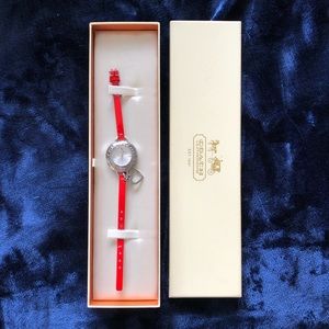 Coach red thin watch